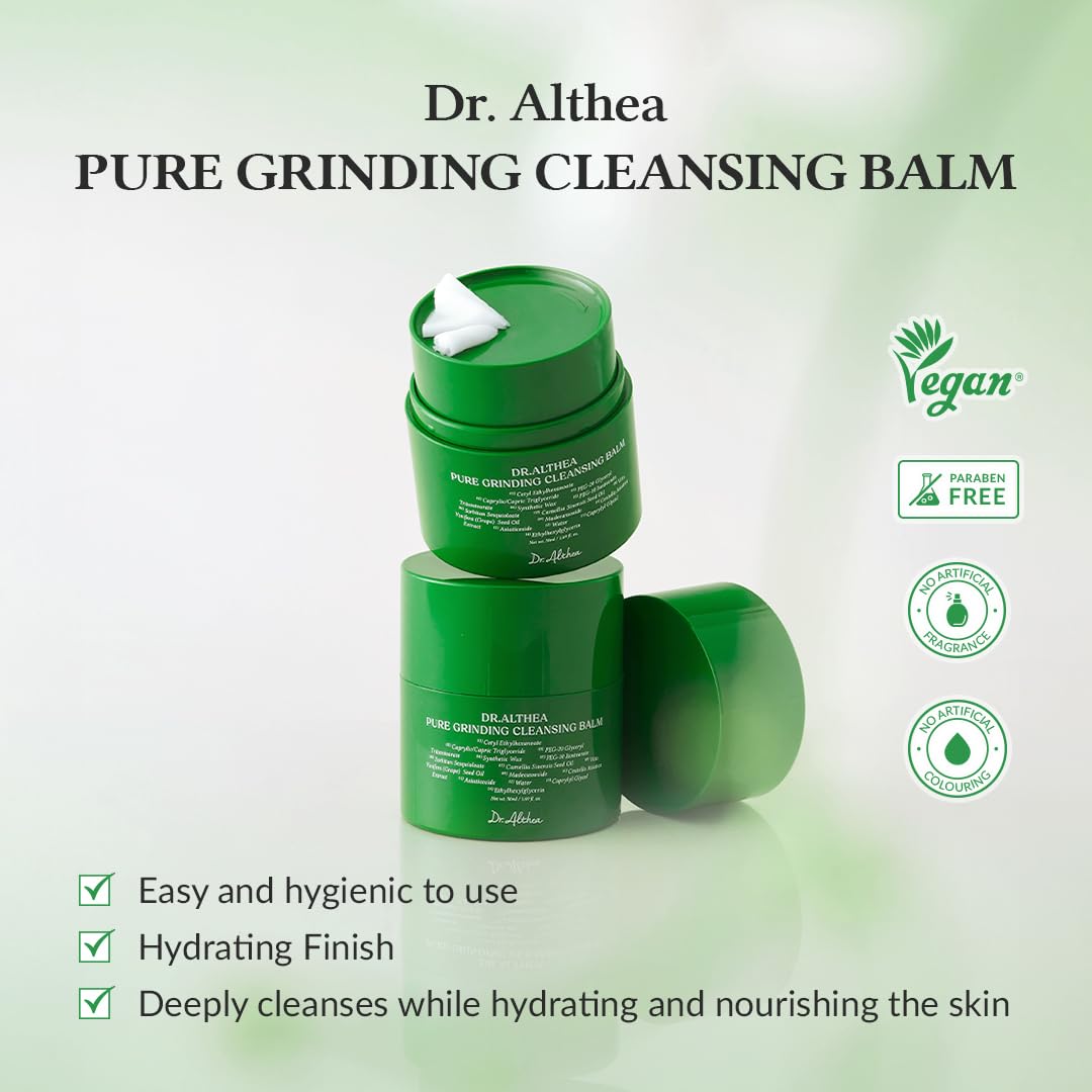 Dr.Althea Cleanser and Hydration Set | 345 Relief Cream & Pure Grinding Cleansing Balm | Soothing Recovery, Gentle Cleansing, For All Skin Types, Vegan, Korean Skincare