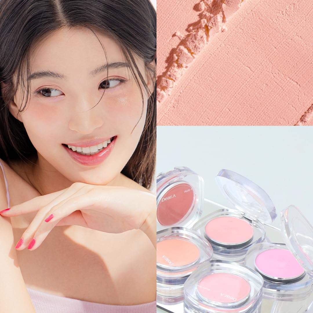 Dr.Althea Dear.A Fluffy Blush -An airy, long-lasting pressed powder blush, Effortlessly blends and layers, creates a natural, soft, healthy flush, Vegan formula (01 Apricot Cream)