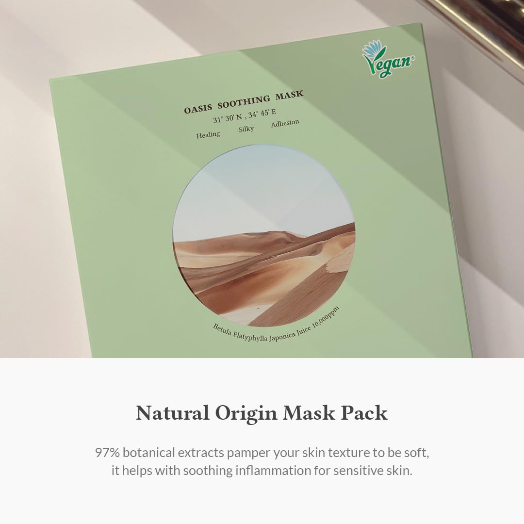 Dr.Althea Oasis Soothing Mask | Helps Relieve Redness with Centella | Moisturize and Even Skin Tone | For Acne-Prone and Sensitive Skin | Vegan Korean Sheet Mask | Pack of 5