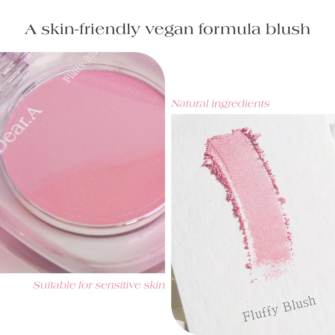 Dr.Althea Dear.A Fluffy Blush -An airy, long-lasting pressed powder blush, Effortlessly blends and layers, creates a natural, soft, healthy flush, Vegan formula (01 Apricot Cream)
