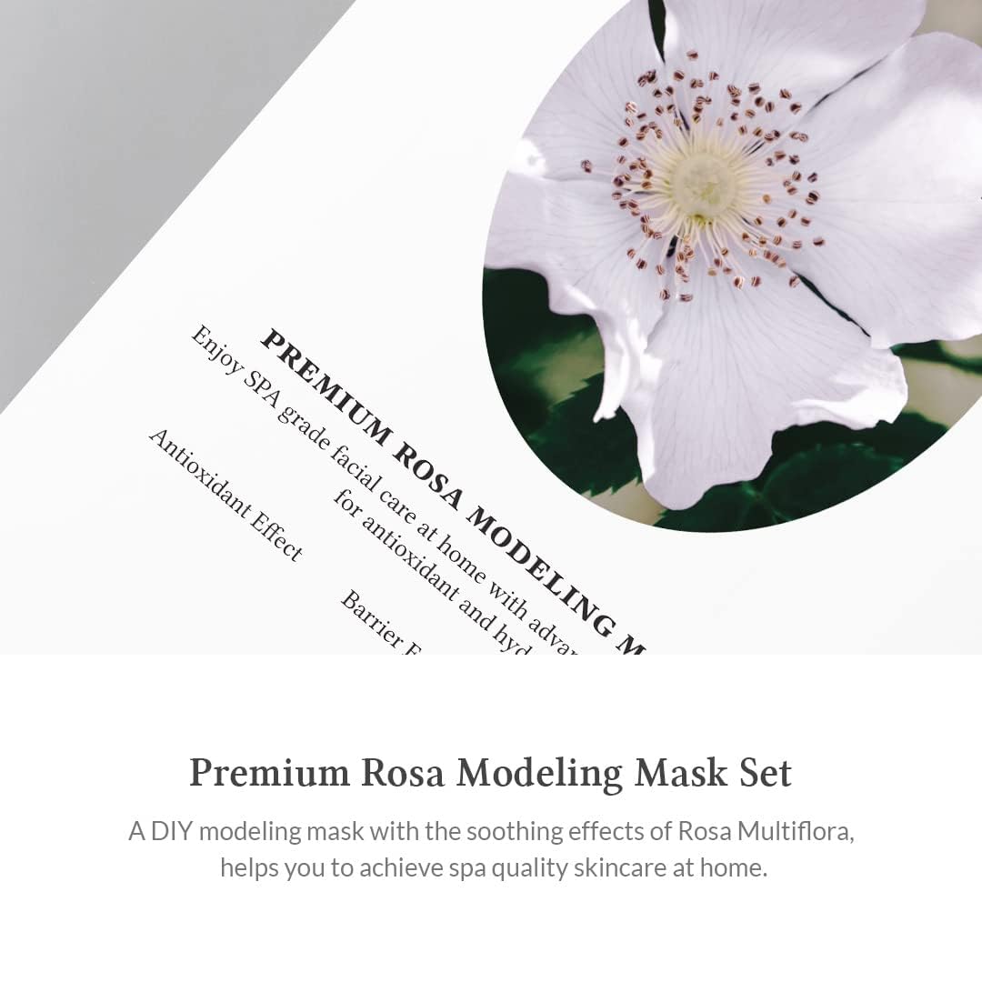Dr.Althea Premium Rosa Modeling Mask - Measuring spoon and spatula included, 25g x 5 ea, Cooling effect, Hydration, Skin barrier enhancement. Soothe the redness. Vegan & Cruelty free Modeling Mask